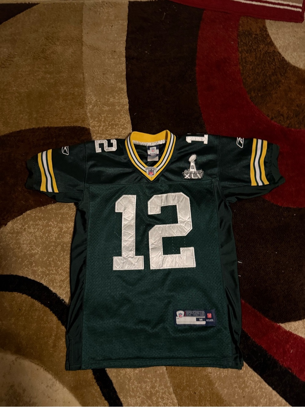 NFL Green Bay Packers football jersey with Super Bowl icon boys M